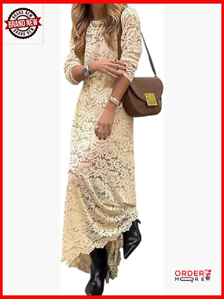 Elegant Lace Maxi Dress Outfit With Sheer Overlay & Spaghetti Strap Slip, Long